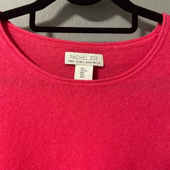 NWOT 100% 2-Ply Cashmere Rachel Zoe Pink Boxy Short Sleeve Sweater. Size Large - Picture 5 of 8